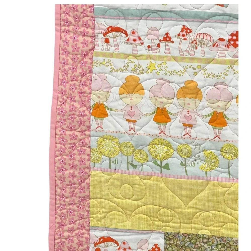 Whimsical Fairy Garden‎ Quilt 42x46 Cottagecore Throw Blanket, Porch, Wall Decor
